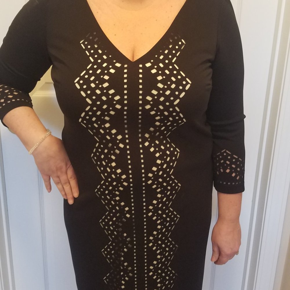 David Meister Black/Cream Cocktail Dress - Picture 7 of 7